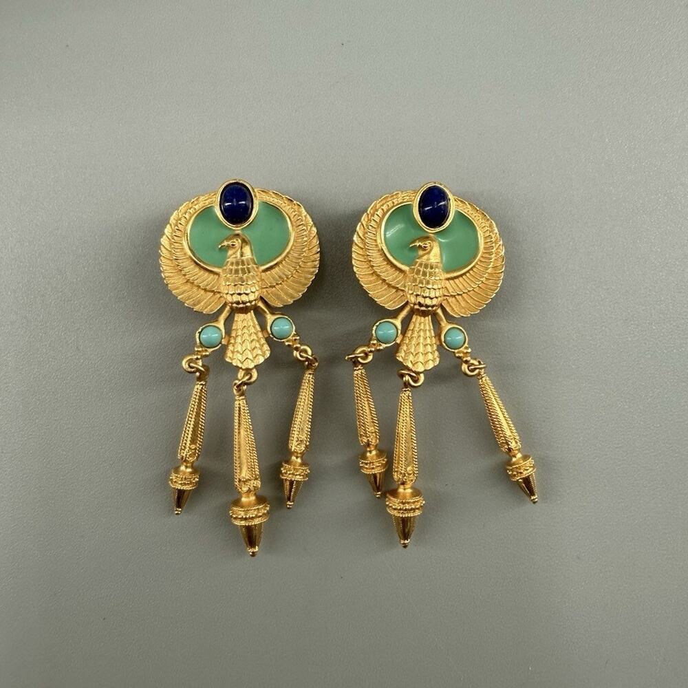 Vintage Elizabeth Taylor for Avon Egyptian Revival Cleopatra Clip Earrings Box